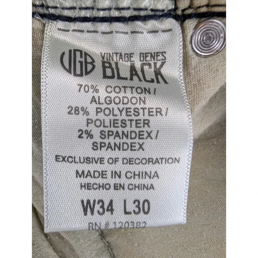 Vintage Genes Black Mens 34x30 Slim Tapered Stretch Jeans Blue Denim